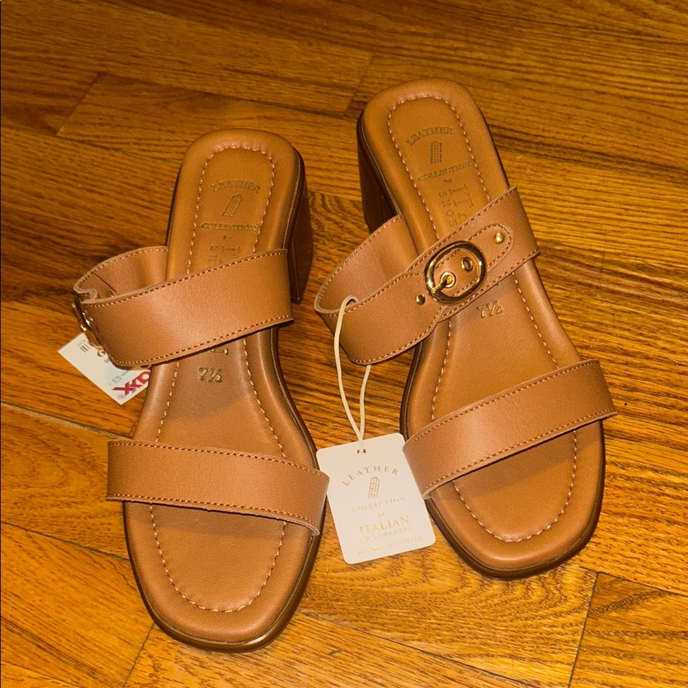 Italian Shoemakers Tan Leather Sandals